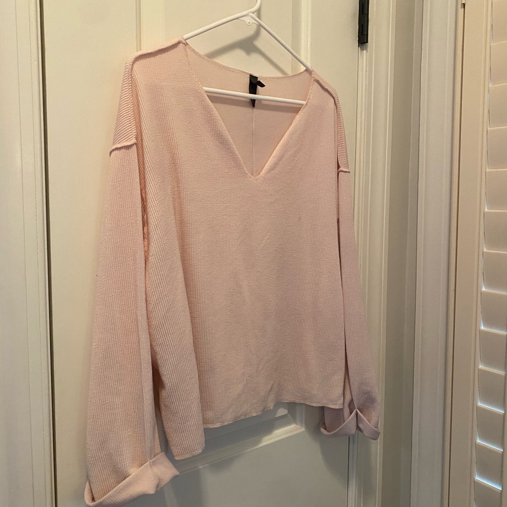 Alya Soft Pink V-Neck Blouse